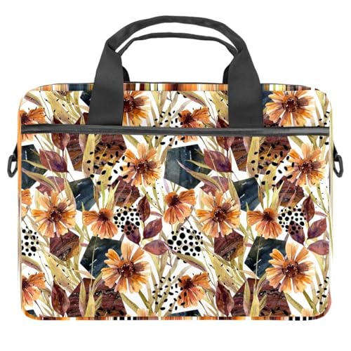 Maletín para portátil de 14 pulgadas con diseño de acuarela floral otoñal y correa de hombro