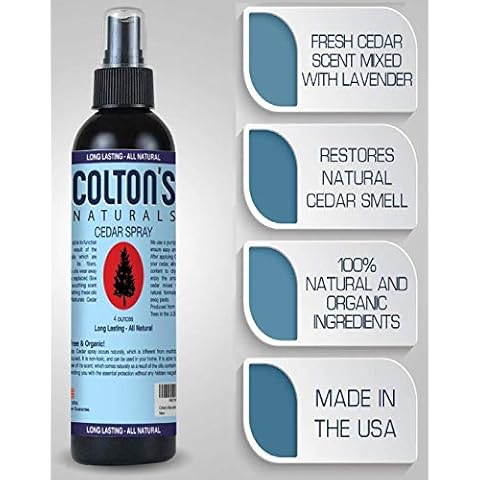 Colton's Naturals Cedar Spray – 4 ounce – With Lavender Extract – Non-Chemical Wood Protection – for Cedar Wood – Restores Scent 4oz Bottle – Closets & Drawers Cover