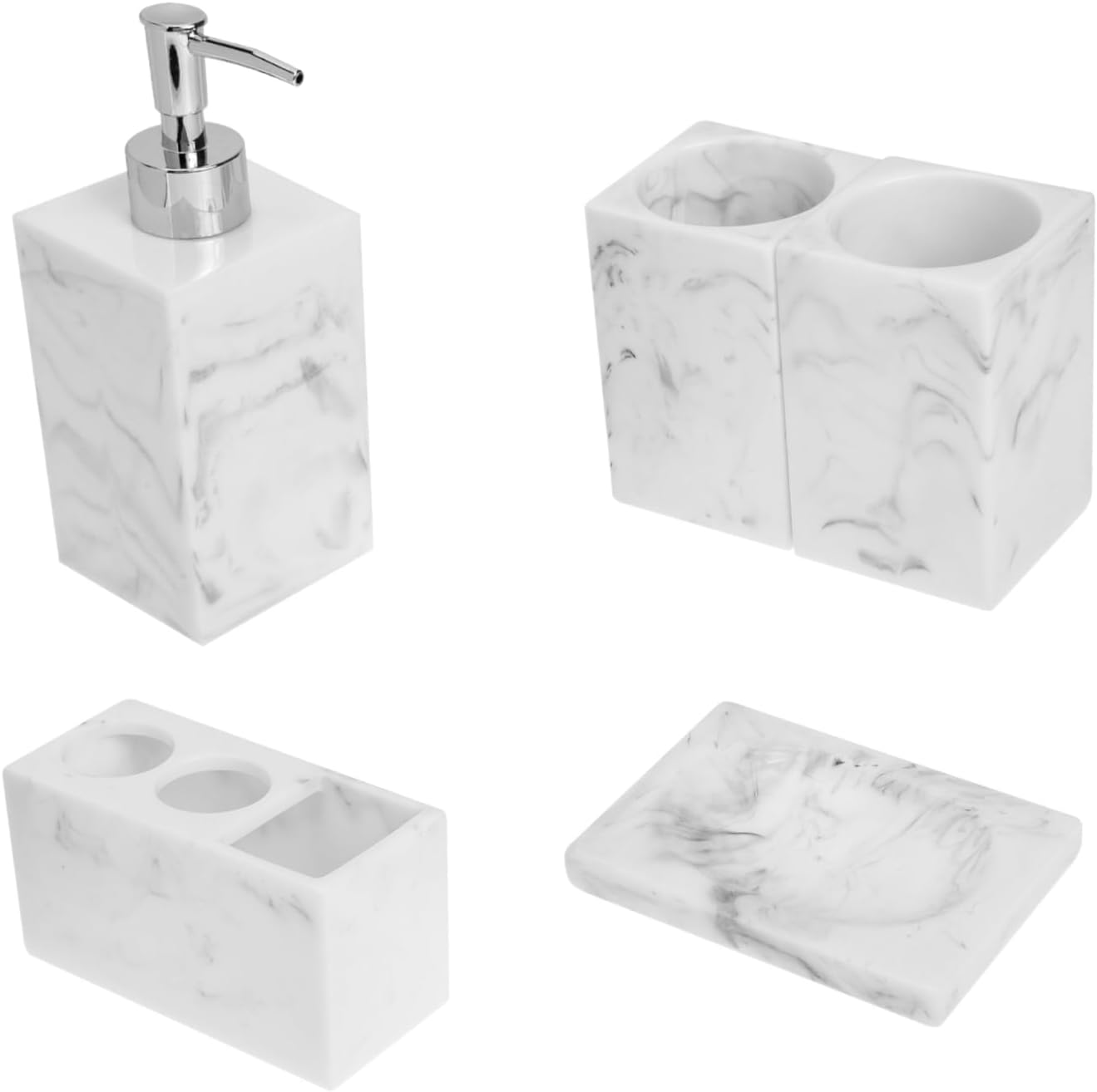 Alipis Nordic Resin Bathroom Accessories with Toothbrush Holder Soap Dispenser Lotion Bottle and Wash Cup Matte Finish Household Sanitary Ware for Stylish Bathroom Decor and Daily Use