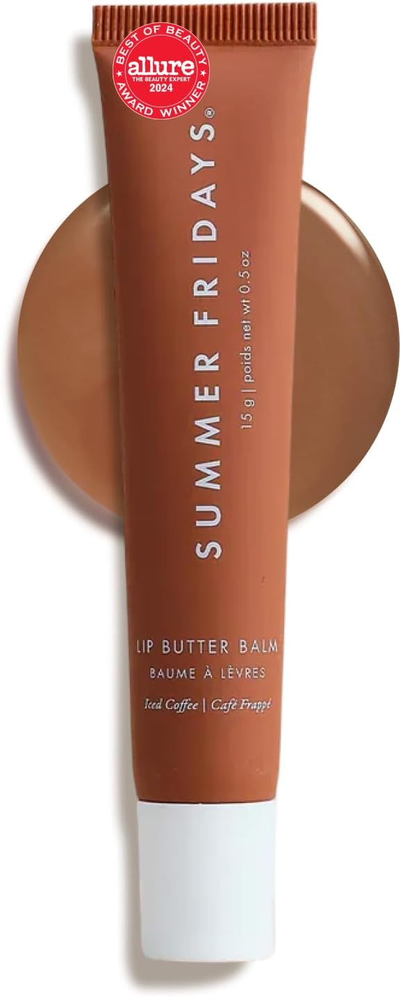 Lip Butter Balm - Conditioning Lip Mask and Lip Balm for Instant Moisture, Shine and Hydration - Sheer-Tinted, Soothing Lip Care - Iced Coffee (0.5 oz)