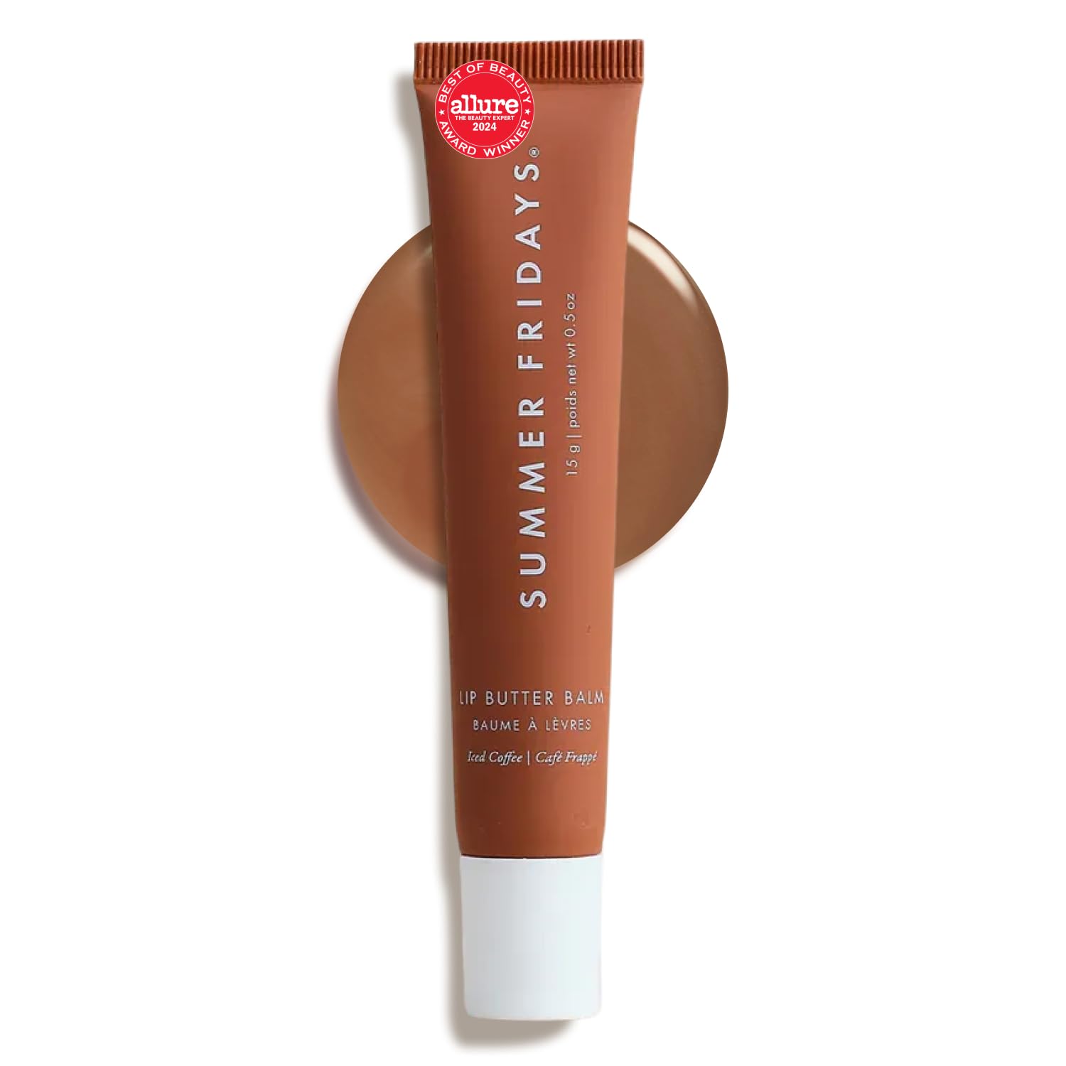 Tinted Lip Butter Balm - Conditioning Vegan Lip Balm for Instant Moisture, Shine & Hydration - Sheer-Tinted, Soothing Skincare - Iced Coffee (.5 Oz)