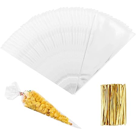 Manlee Sac Cone Bonbon Manlee 0 Pcs Sachet Bonbon Anniversaire Transparents Cellophane Traiter Des Sacs Clear Sac Avec Twist Cravates Pour Mariage Party Candy Chocolate Noel Partie 18x37cm Amazon Fr Cuisine Et