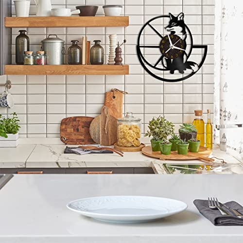 Horloge murale en vinyle Fox sans tic-tac pour salon
