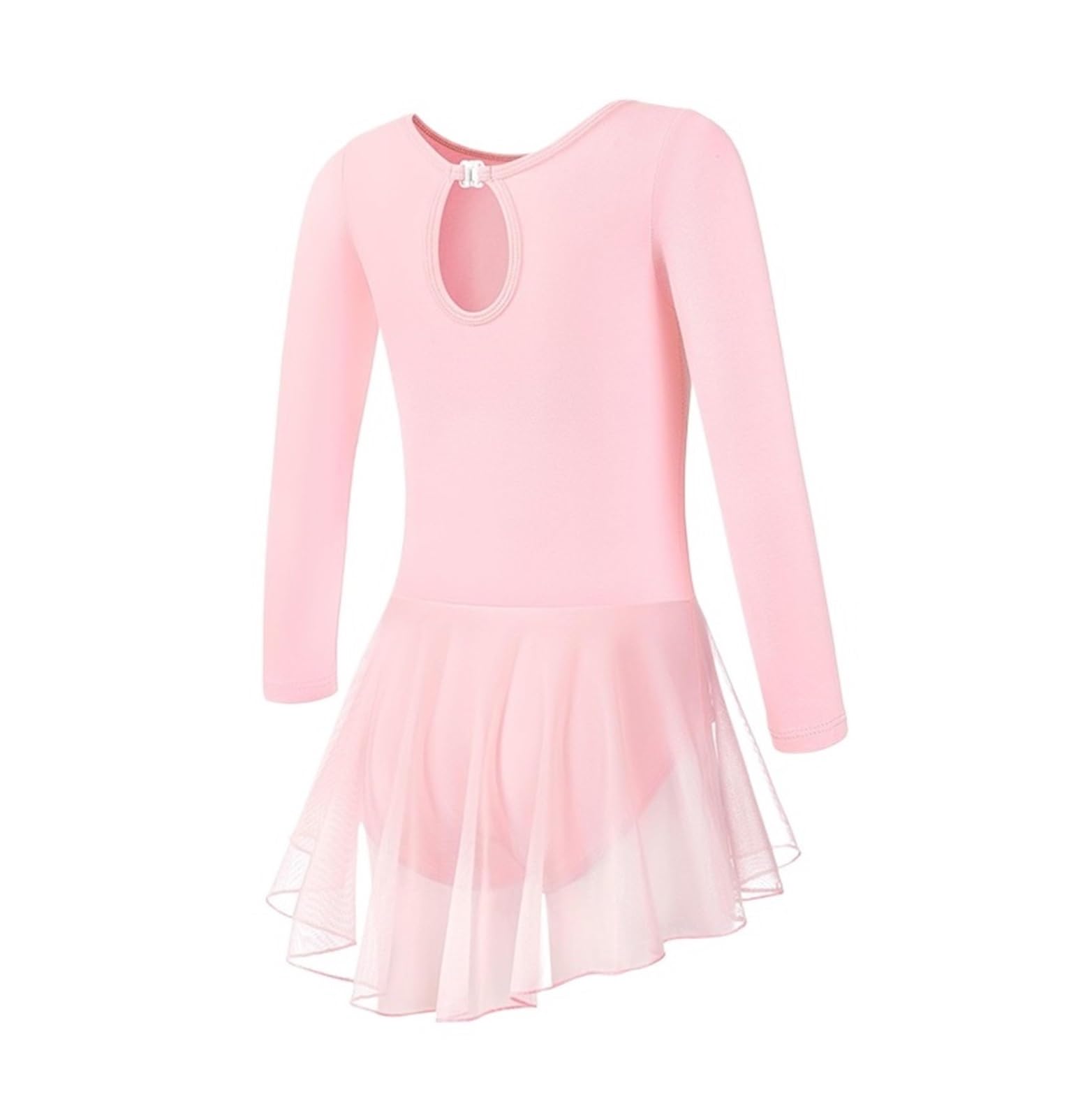 Vestido de Patinaje Artístico Maillot de ballet for niñas, vestido con falda, botón plegable, espalda hueca con gotas de agua y falda de malla.