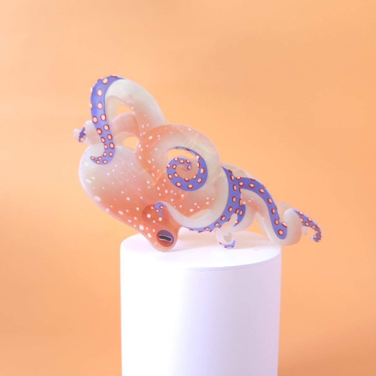 Unique Ocean Animal Octopus Claw Clips for Women - Funky Acetate Hair Octopus Hair Clips Set, Blue Ring Octopus Hair Claw, Ocean  main image 2