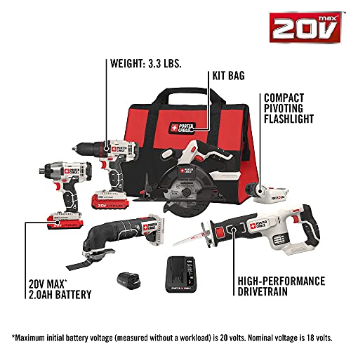 PORTER-CABLE 20V Max 6-Tool Cordless Combo Kit #TOP7