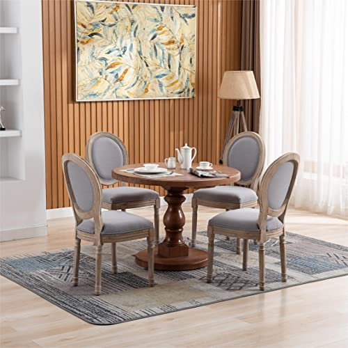 French Dining Chairs Farmhouse Fabric Dining Table Room Chairs With Round Back Mid Century Upholstered Chair With Solid Rubberwood Leg For Dining Room Bedroom Kitchen Restaurant Set Of 2 #TOP3