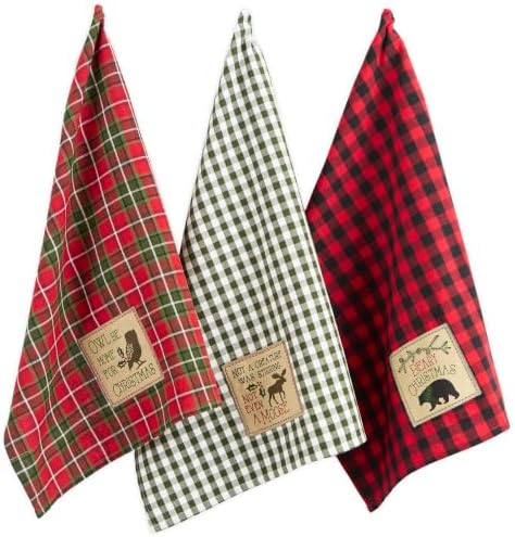 DII Holiday Kitchen Towels Embroidered Dish Towel Set, 18x28, Cab...