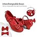 DREAM PAIRS Girls Dress Shoes Toddler Little Girls Heels Mary Jane Princess Shoes with Interchangeable Bow for Flower Girl Wedding Party,Size 9 Toddler,RED,SDFL2322K