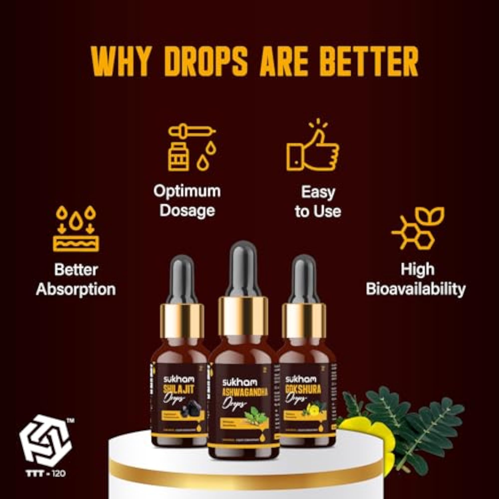 Sukham Herbal Liquid Drops: Shilajit, Ashwagandha & Gokshura