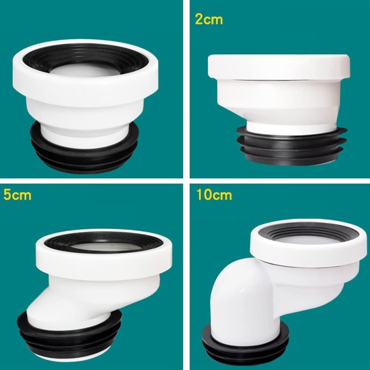 Tuyau de raccordement pour WC offset de 2 cm, buse rigide pour tuyau de vidange WC à angle excentrique en plastique, drain droit, excentrique, raccord de raccordement WC