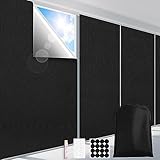 FADOTY Blackout Curtains for Bedroom, Portable 100% Black Out Window Cover Film, Cuttable Blackout Shades Fabric Sheet, No Drill Window Blinds, Sun Heat Light Blocker for Travel Media Dorm, 57'' W
