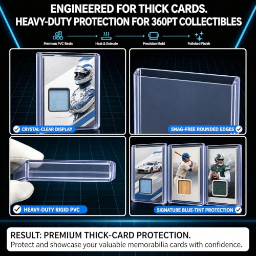 Image of DEDC 20 Top Loader Thick Card Load Holder Storage for Trading Cards Sports Sleeves Hard Plastic 360 Point Protective Toploaders 3 inchx4 inch Rigid Memorabilia Collectibles