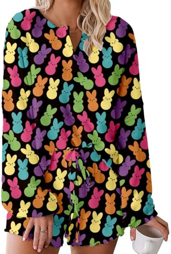 Image of Roshop Halloween Pajama Women's Pumpkin Top & Shorts Loungewear Set
