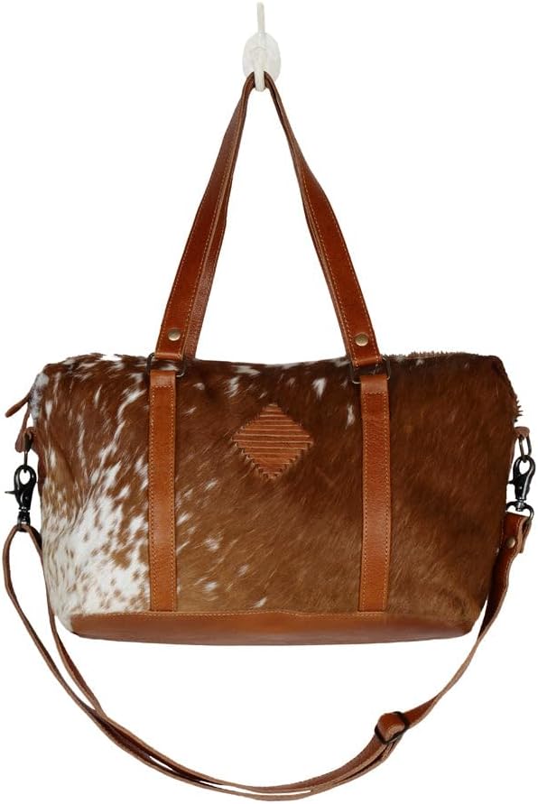 Myra Bag Leather Lust Mini Duffle Bag Upcycled Cowhide & Leather S-2553