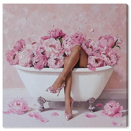 Art Remedy Bathtub Flower Bomb Canvas Glam Art, Gallery Wrapped, 30" x 30"