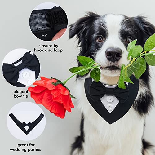 Fuamey Dog Tuxedo,Formal Dog Wedding Bandana Dog Collar With Bow Tie Dog Birthday Costume Adjustable Pet Party Tux Dog Wedding Attire,Dog Valentines Outfit Cosplay For Small Medium Large Pets Black-S #TOP5