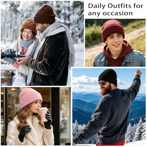 Image of ZOORON Beanie for Women Men Ski Watch Cap Cuffed Plain Skull Knit Hat Soft Fisherman Winter Hat