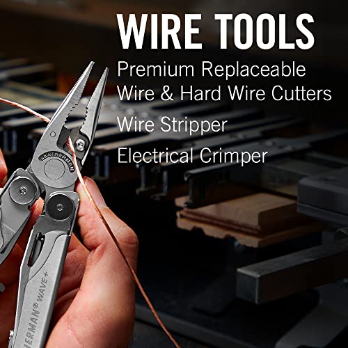 Leatherman, Wave Plus Multitool With Premium Replaceable Wire Cutters, Spring-Action Scissors And Nylon Sheath, Stainless Steel #TOP4