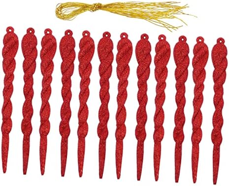 FUNOMOCYA 12 Pcs Christmas Icicles Icicles Glass Ornaments Red Decorations Crystal Pendant Christmas Embellishment Icicle Ornaments Glass Clear Ornaments Icicle Pendant Xmas Icicle Ornament