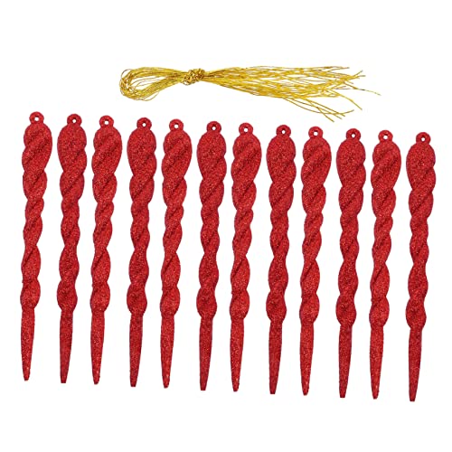 Funomocya 12 Pcs Christmas Icicles Icicles Glass Ornaments Red Decorations Crystal Pendant Christmas Embellishment Icicle Ornaments Glass Clear Ornaments Icicle Pendant Xmas Icicle Ornament #TOP2