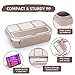 QQKO Bento Box Adult Lunch Box, Lunch Containers for Adults Men Women, Kids Lunch Boxes for School with 4 Compartments, Sauce Container, Utensils and Muffin Cups, Brown