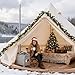 Sauna Hot Tent Stove, Rocket Camping Wood Burning Stove with 8 Stainless Chimney Pipes, Portable Folding Wood Stove for Tent, Outdoor Heating, Cooking, Ice Fishing, Hunting