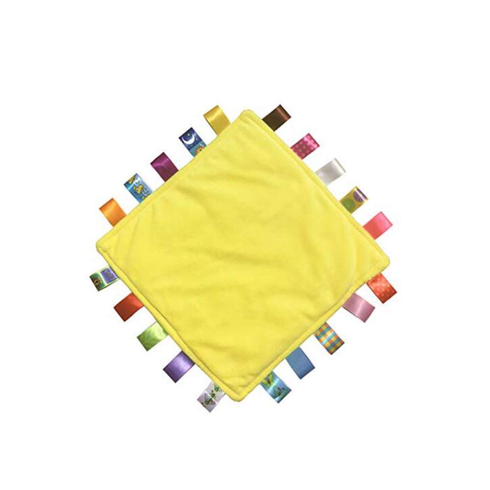 G-Tree Pink Flower Tag Comforter Security Blankets with Colorful Tags Infants Toddlers Soft Plush Taggie Blanket Newborn Baby Girl Gift