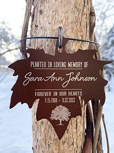 Personalized Memorial Tree Dedication Tag Tree Marker Memorial Garden Sign Planted In Loving Memory Forever In Our Hearts for memorial Garden Gift Giving