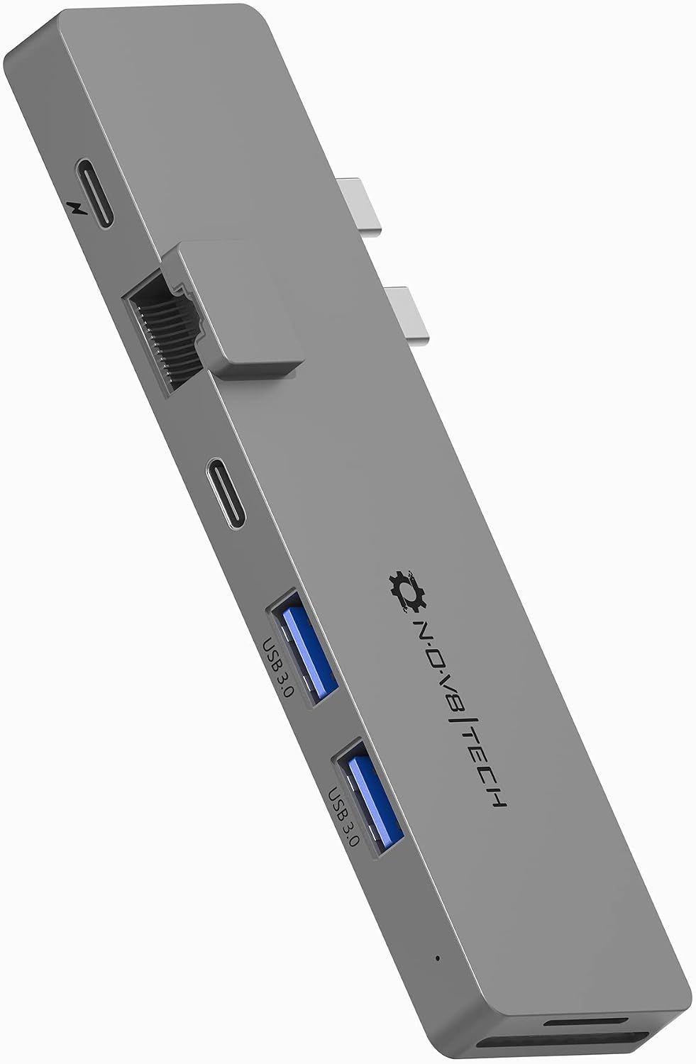 NOV8Tech USB C Hub for M1 MacBook Pro M1 2022-2016 & MacBook Air 2022-2018, 8 in 2 Gray USB Adapter, HDMI & Gigabit Ethernet, 100W Thunderbolt 3, SD 4.0 & MicroSD Reader, 2X USB 3
