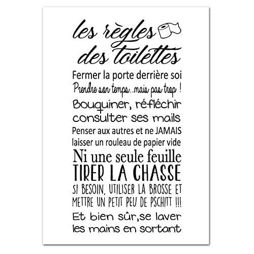 Poster Les règles des Toilettes chic 70x100cm papier brillant non adhésif