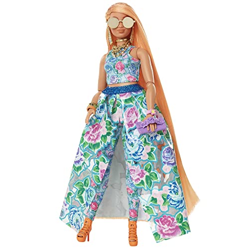Barbie Extra Fancy Doll, Curvy Doll In Floral 2-Piece Gown, With Pet Kitten, Extra-Long Hair & Accessories, Flexible Joints, For 3 Year Olds & Up #TOP3