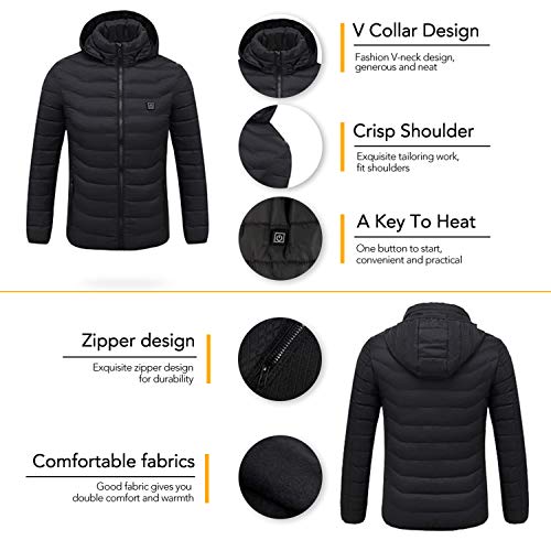 fantaxi Casaco de aquecimento externo USB Jaquetas de inverno flexíveis roupas térmicas elétricas de