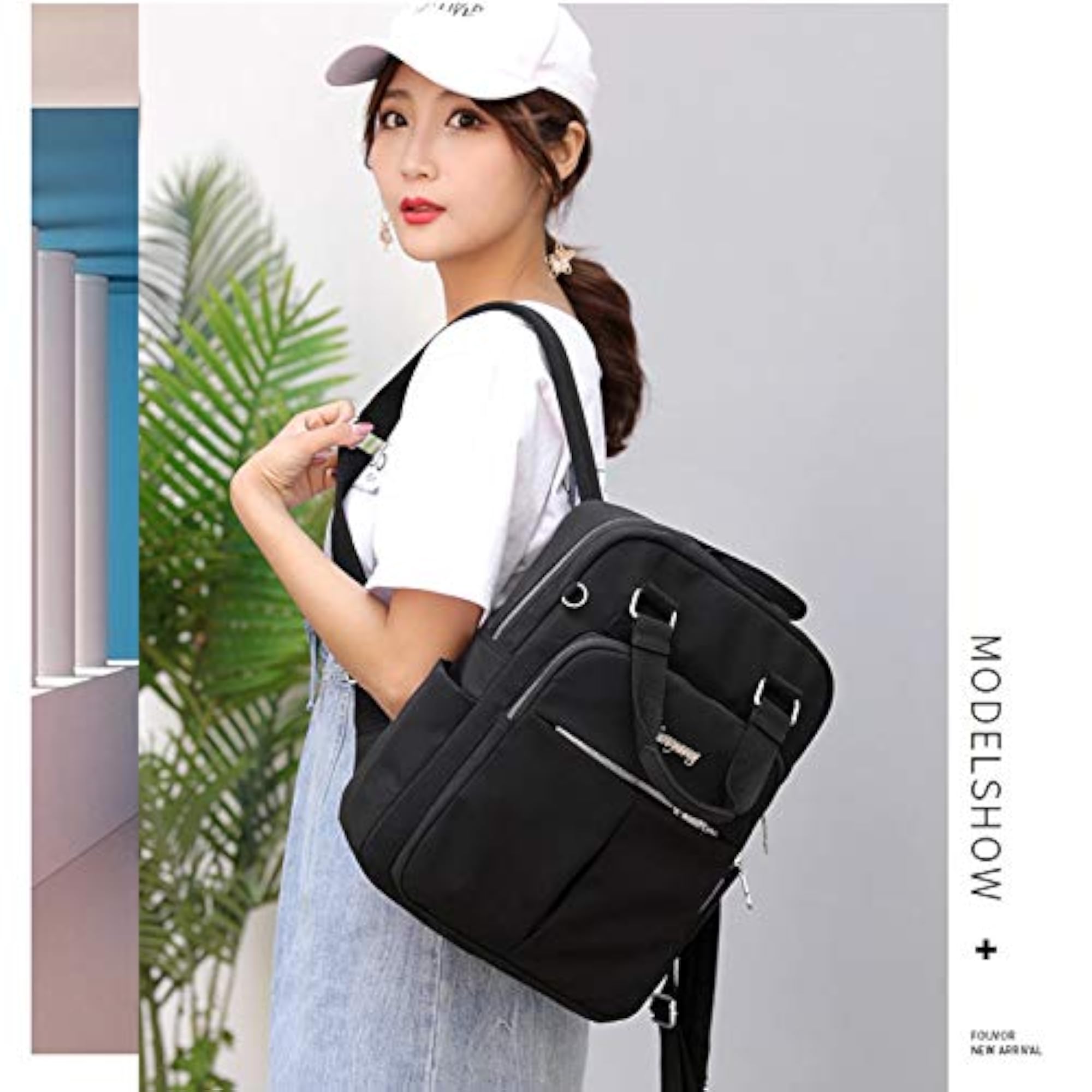 Women Large Capacity Solid Color USB Backpack for School