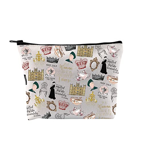 TV Show Inspired Gift V. Crawley Quote Inspired Gift TV Show Merchandise Zipper Pouch Makeup Bag for Fans Women Girls (Downton TV Pattern Bag EU)