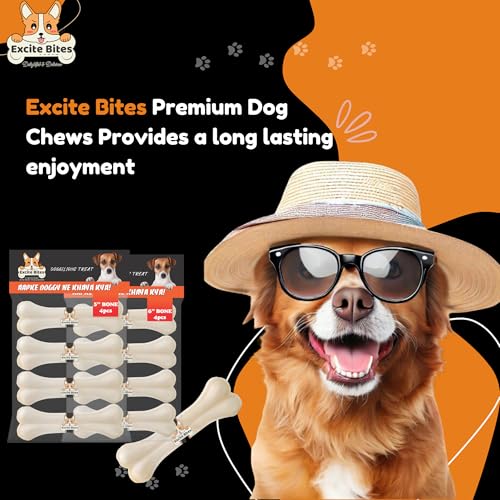 Image of EXCITE BITES Pressed Rawhide Bones for Dog Treats | Dog Calcium Bone Dog Chewing Needs | 5Inch & 6Inch Calcium Bone Treat for All Dogs | Combo Offer (5 inch-4Pcs)(6 inch-4Pcs), 730 g (Pack of 2)