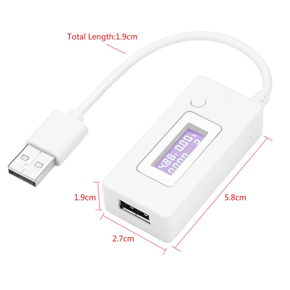 USB Detector, KCX-017 USB Current and Voltmeter Tester, 4V-30V 0-3A Mini USB Voltage Current Monitor Tester Capacity Detector LCD Display