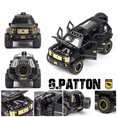 Image of Metal Pull Back Diecast Car SUV 1:24 Big G Patton Pull Back Car Model with Sound Light Boys Gifts Toys for Kids【Pack of 1】,multicolor