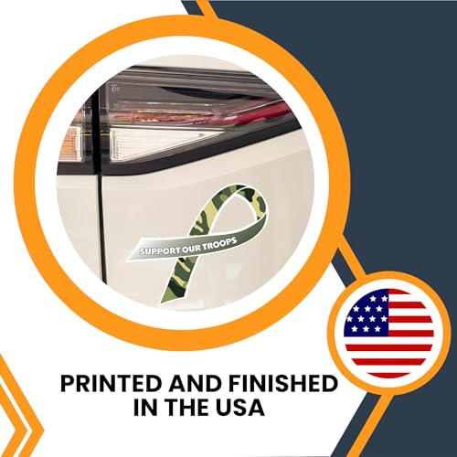 Image of Magnet Me Up Support Our Troops Military Camouflage Patriotic Ribbon Magnet Decal, 3.5x7 Inches, Heavy Duty Automotive Magnet for Car Truck SUV, in Support of American Military, Crafted in The USA