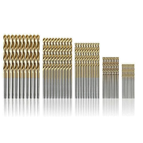 Bestgle 50 Set Punte Elicoidali HSS, Punte in Metallo HSS, Elicoidali Rivestite in Titanio con Gambo Tondo 1.0-3.0 mm Set di Punte Elicoidali