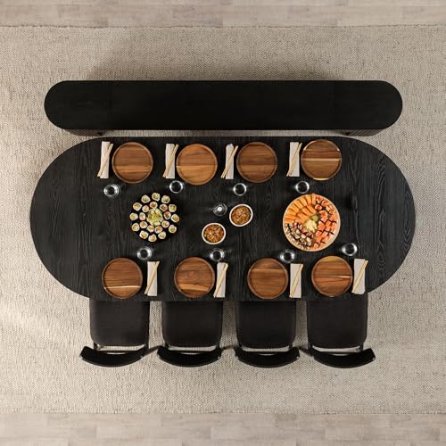 Transformer Table Solid Wood Extendable Round Dining Table Set, Black - image 7
