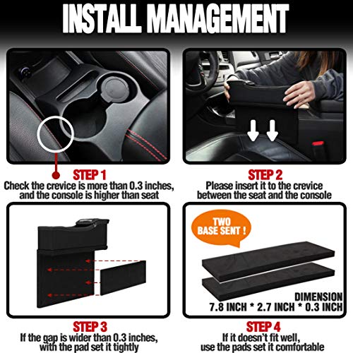 KMMOTORS Coin Side Pocket Black Console Side Organizer Crevice Filler Console Side Organizer Multi-Functional Storage (Black. Passenger)