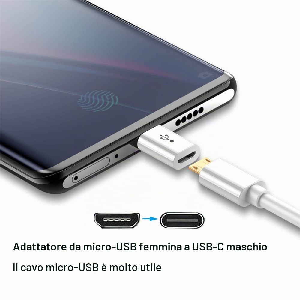 Adattatore Micro USB a USB C (4 Pezzi), Compatibile con Samsung Galaxy, Cellulari di Tipo-C, Tablet e Altro (2 Nero e 2 Bianco)