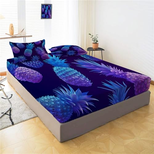 Drap housse 90x190 bleu-violet de qualité supérieure en décoratif dégradé