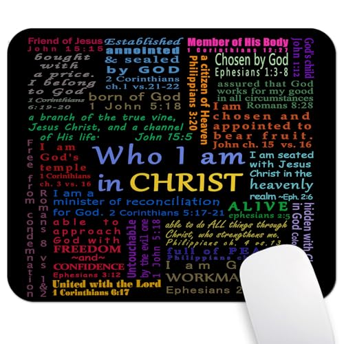 Wknoon Inspirational Quote Gaming Mouse Pad Custom, Christian Bible Verse Scripture Quotes Colorful Design Art Motivational Sayings Mouse Pads