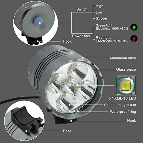 Lumière de vélos 5 * T6 LED Phare vélo 18650 Batterie Lumière Farol vélo Avant Torch 7000 Lumen vélo Lanterne Lampe Frontale Luz Bicicleta