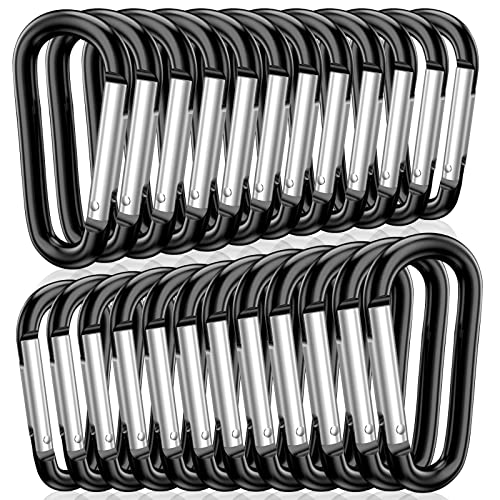 Image of STURME 2 inch Aluminum D Ring Carabiners Clip D Shape Spring Loaded Gate Small Keychain Carabiner Clip Set Outdoor Camping Mini Lock Snap Hooks Spring Link Key Chain Durable Improved 24 PCS