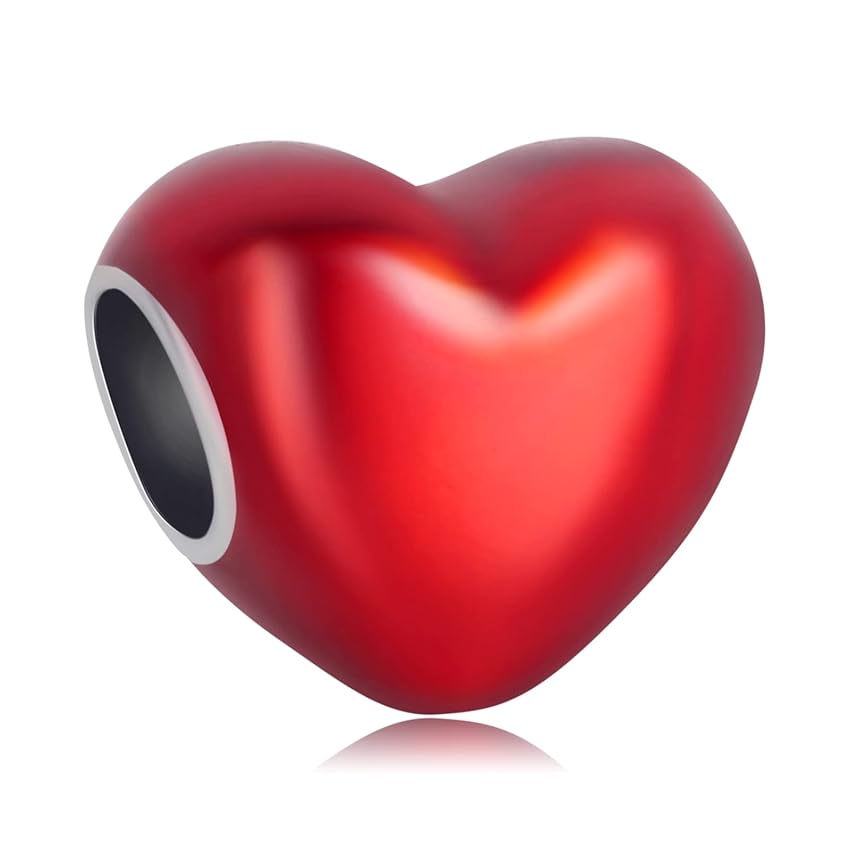 Rimgoris Argento 925 Charm per donna Bracciali Collana Charm penzolante cuore rosso