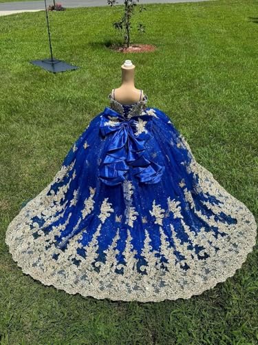 Gold Lace Flower Girl Dress Spaghetti Strap Ball Gown 3D Floral Butterfly Pageant Gowns with Bow-Knot HRY334