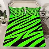 Streifen Spannbettlaken 180x200cm Grün-Schwarz Bettlaken 3D Erwachsener Spannbetttuch 180x200 Spannbetttücher Topper 30 cm Höhe Weiche Mikrofaser mit 2 Kissenbezügen a.6725